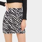 Romwe Zebra Print Skinny Skirt