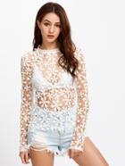 Romwe Lace Crochet Cover Up Top