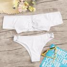 Romwe Short Sleeve Off The Shoulder O-ring Bikini