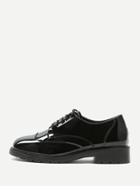 Romwe Black Lace Up Patent Leather Shoes
