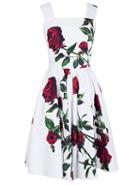 Romwe Rose Print Wide Strap Dress