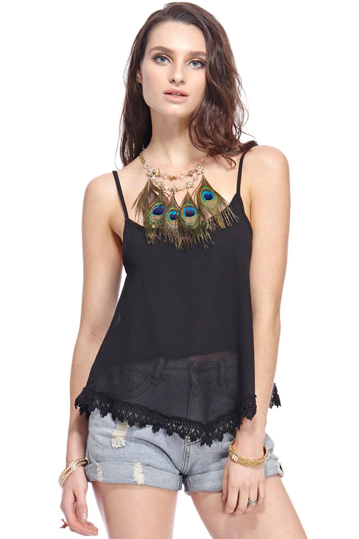Romwe Romwe Black Swing Crochet Camisole Vest
