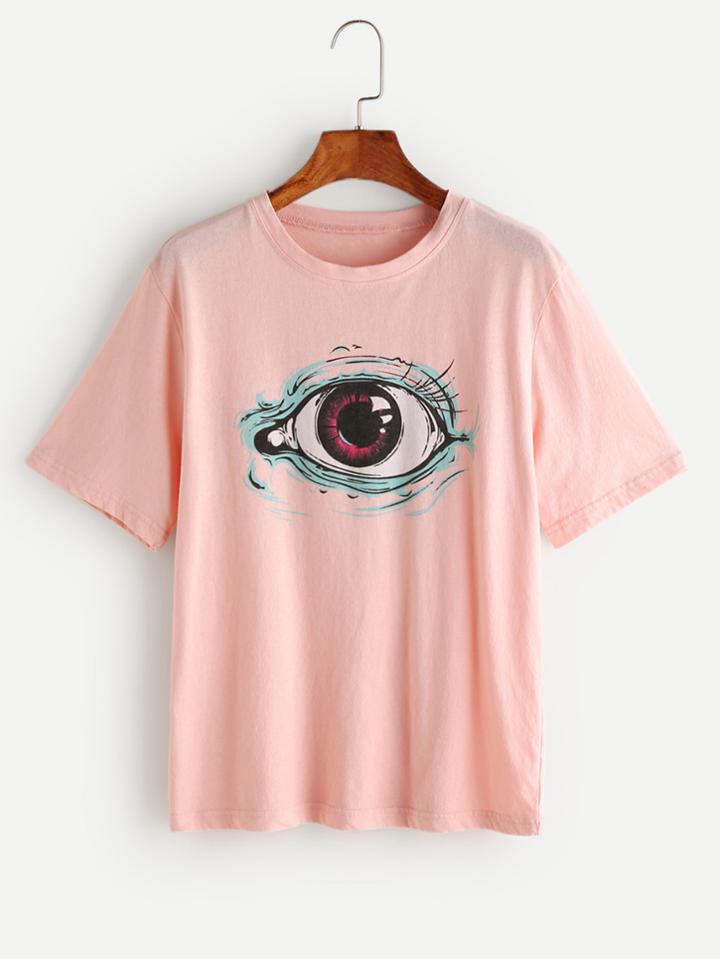 Romwe Eye Print Tee