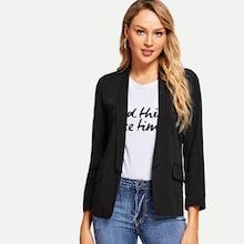 Romwe Shawl Collar Solid Blazer