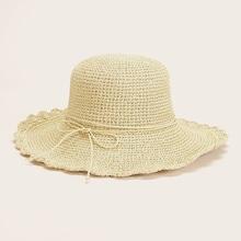 Romwe Lace-up Detail Hollow Floppy Hat