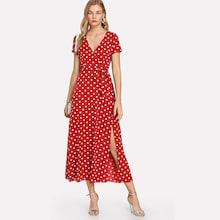 Romwe Polka Dot Belted Dress