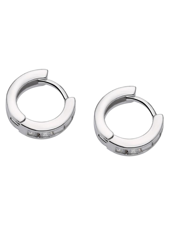 Romwe Silver Rhinestone Geometric Earrings