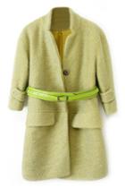 Romwe Belted & Cropped Light Green Coat