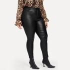 Romwe Plus Solid Coated Skinny Jeans