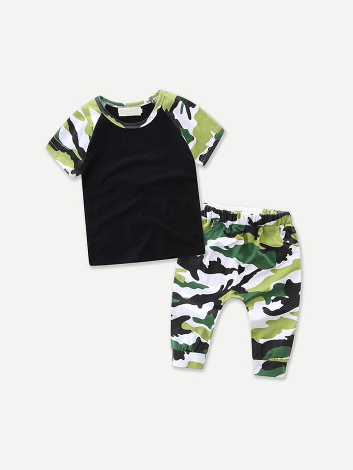 Romwe Camo Tee With Pants