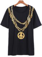 Romwe Necklace Print Loose T-shirt