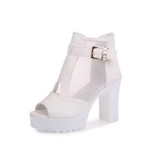 Romwe Mesh Panel Platform Heels