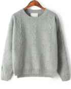 Romwe Classical Cable Knit Grey Sweater
