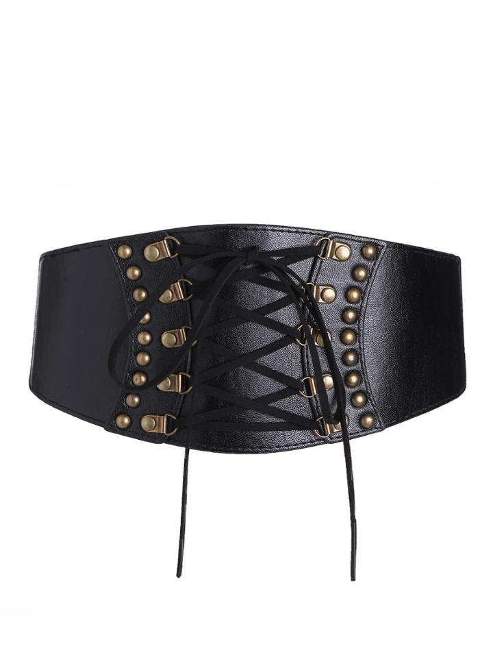 Romwe Crisscross Lace Up Corset Belt