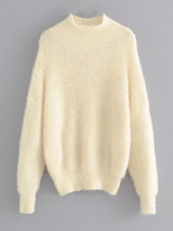 Romwe Drop Shoulder Fuzzy Jumper