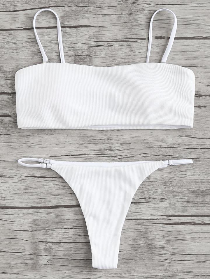 Romwe Adjuatable Straps Bikini Set