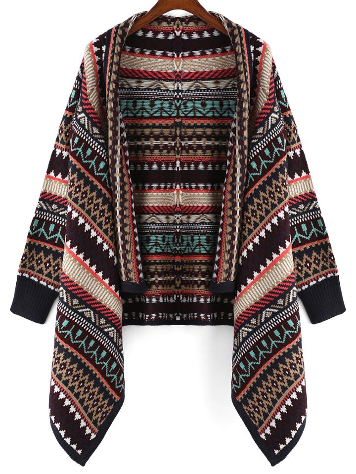 Romwe Diamond Crochet Black Coat