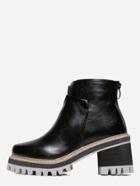 Romwe Black Faux Leather Zipper Platform Boots