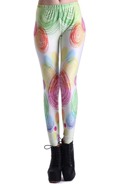 Romwe Romwe Hand-painted Circles Print Color Leggings