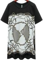 Romwe Dip Hem Magic Chain Print Black T-shirt