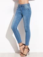 Romwe Blue Skinny Ankle Denim Jeans