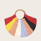 Romwe Color Block Woven Detail Tote Bag