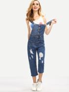 Romwe Buttoned Front Overall Ankle Jeans