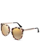 Romwe Browline Frame Brown Lenses Leopard Sunglasses