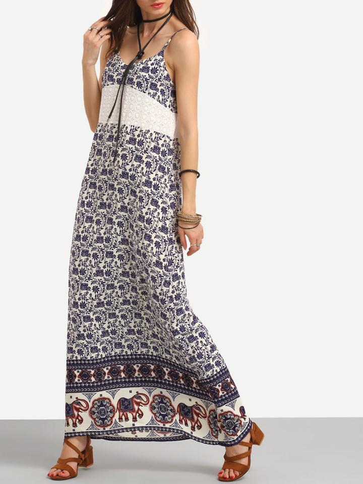 Romwe Tribal Print Long Cami Dress