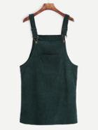 Romwe Dark Green Corduroy Overall Dress With Pocket