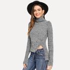 Romwe Slim Fitted Asymmetrical Hem Sweater