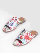 Romwe Flower Embroidered Flat Sandals