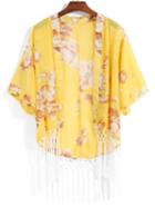 Romwe With Tassel Florals Chiffon Top