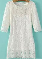 Romwe With Zipper Lace Embroidered Straight Dress