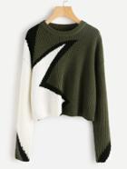 Romwe Color Block Geo Pattern Jumper