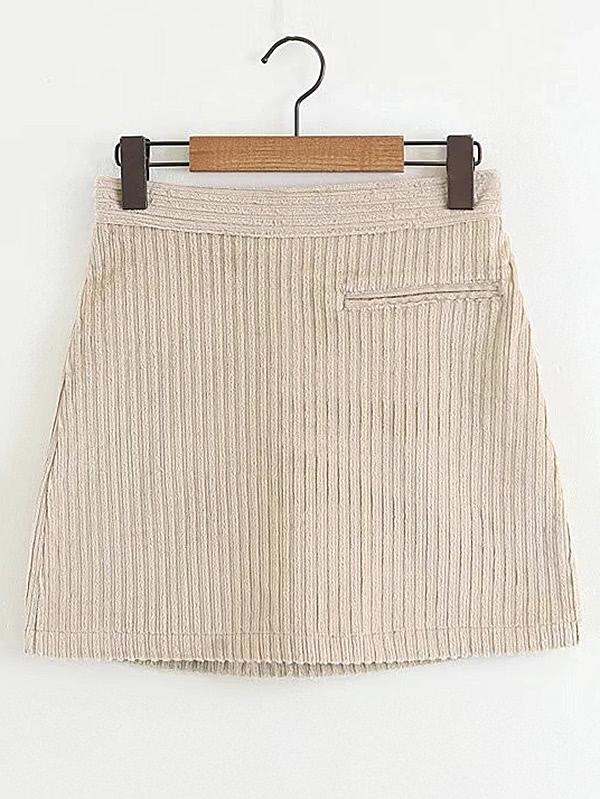 Romwe Corduroy Short Skirt