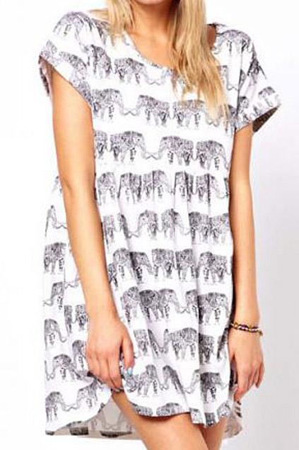 Romwe Romwe Oversized Elephant Print Dress