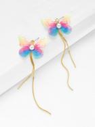 Romwe Ombre Butterfly Chain Thread Earrings