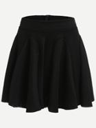 Romwe Black Flare Skirt With Zipper