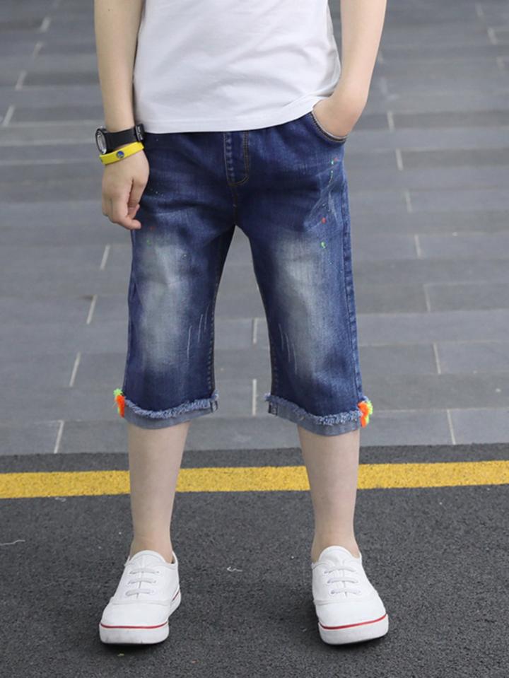 Romwe Rolled Hem Denim Shorts