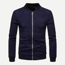 Romwe Guys Contrast Trim Corduroy Jacket