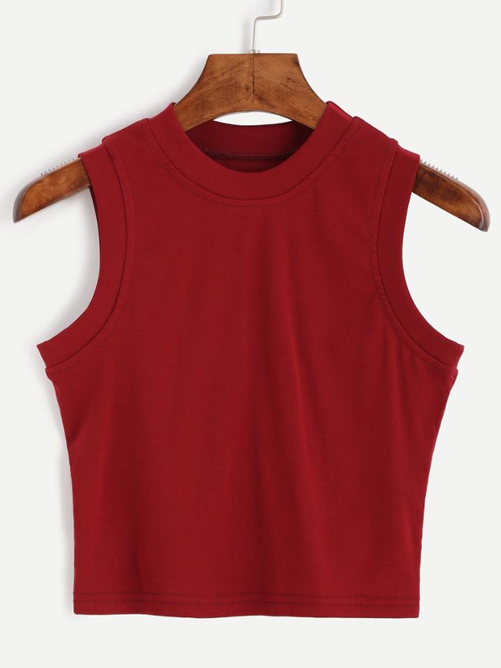 Romwe Burgundy Crew Neck Tank Top