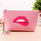 Romwe Lip Print Zipper Storage Bag