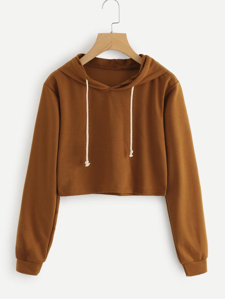 Romwe Crop Hooded Sweatshirt