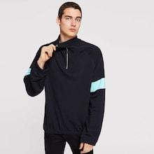Romwe Men Zip Front Elastic Hem Pullover