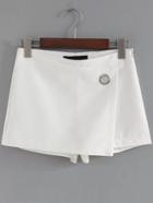 Romwe White Wrap Shorts With Eyelet