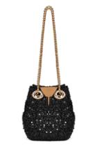 Romwe Black Owl Shaped Sequined Bag