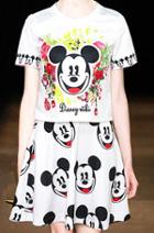 Romwe Short Sleeve Mickey Print Top With Skirt