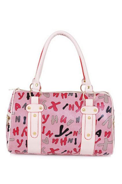 Romwe Colorful Letters Print Double Straps Bag