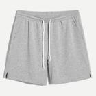 Romwe Guys Slit Hem Marled Drawstring Shorts